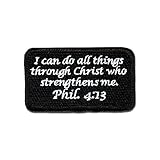Bastion Tactical Combat Badge Military Hook and Loop Badge Embroidered Morale Patch - Phil. 4:13 (Black)