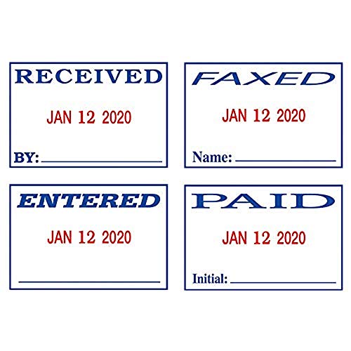 2000 PLUS 4-In-1 Date and Message Stamp, Self-Inking, ENTERED, PAID, RECEIVED, FAXED, 1-3/4" x 1-1/8" Impression, Red and Blue Ink (032519) - Thumbnail 5