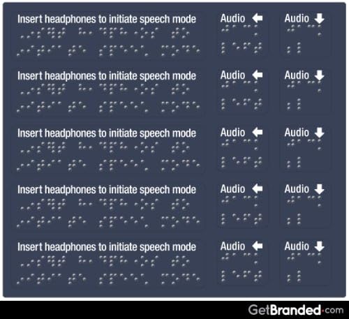 Braille Audio Decals Left and Down (5 Rows)