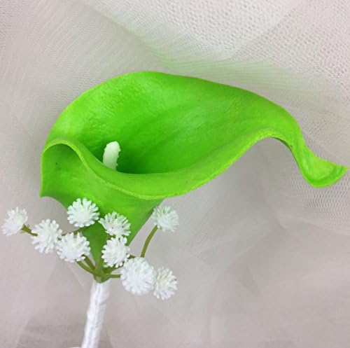 Lily Garden Artificial Flower Calla Lily Boutonniere Corsage with Ribbon (Lime Green)