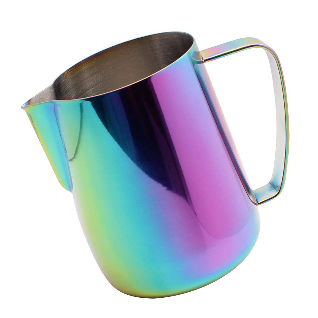Dianoo Milk Jug Stainless Steel Titanium Plated Creamy Latte Coffee Cappuccino Au Lait Multi-Coloured 600ml