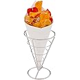 Restaurantware Conetek 10-Inch Eco-Friendly White Finger Food Cones: Perfect for Appetizers - Food-Safe Paper Cone - Disposable and Recyclable - 100-CT