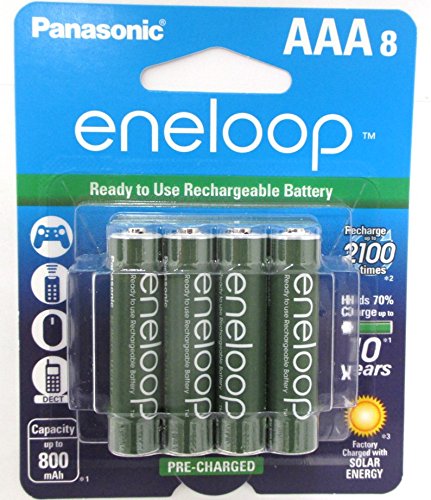 8 Panasonic Eneloop AAA NiMH Pre-charged Rechargeable Batteries -With Battery Holder 