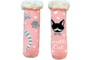 Royal Hong Beauty Fuzzy Slipper Socks for Kids Girls Women with Grippers Non Slip，Kids Warm Fuzzy Christmas Slipper Socks