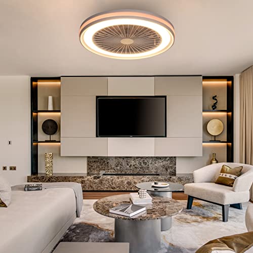 activeallbrite Ceiling fan with lighting, LED 40W, RGB 3000K-6500K, wind speed adjustable by remote control, suitable for room from 10 to 13 m2 (kitchen, living room, bedroom), Ø47 cm