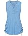 Sleeveless Tops for Women, Messic Women's Drawstring Sides Shirring Button V Neck Shirt Top L Blue