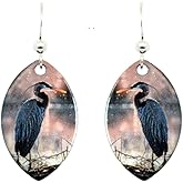 Great Blue Heron Earrings by d'ears Non-Tarnish Sterling Silver French Hook Ear Wire