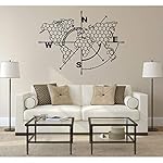 DEKADRON-Metal-World-Map-Wall-Art-Compass-Honeycomb-Themed-Metal-Wall-Art-3D-Wall-Silhouette-Metal-Wall-Decor-Home-Office-Decoration-Bedroom-Living-Room-Decor-Black-39-W-x-30-H-98×75-cm