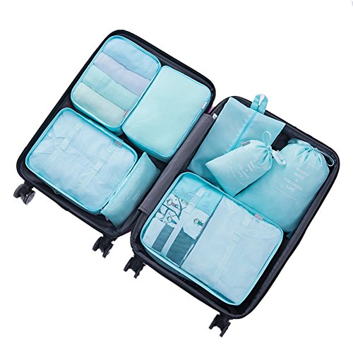 RedSonics(TM) 8Pcs/set Luggage Travel Storage Bags Packing Cubes Organizer Men and Women Fashion Double Zipper Mesh Bag