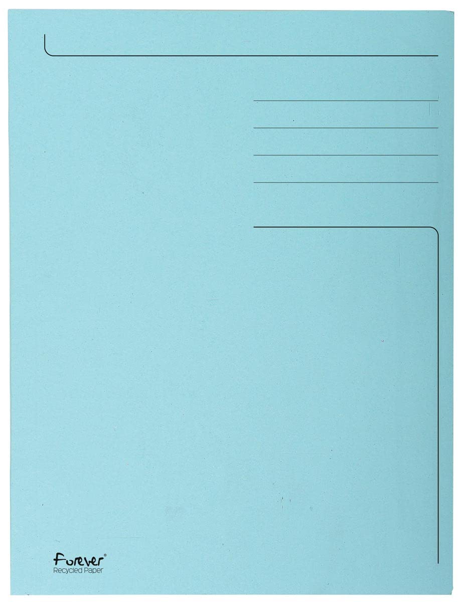 Exacompta - Ref. 448006E - Pack of 50 rigid folders printed with 3 Forever® flaps 280 g/m² - 100% recycled and Blue Angel certified - dimensions 24 x 32 cm for A4 format - light blue color