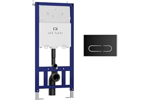 Los Flexi Concealed In-Wall Toilet Tank Carrier for Wall Hung Toilets, 0.8/1.6 GPF Dual Flush, Adjustable Height Tank Carrier, Includes Flush Actuator Plate for Wall Mount Toilet Setup