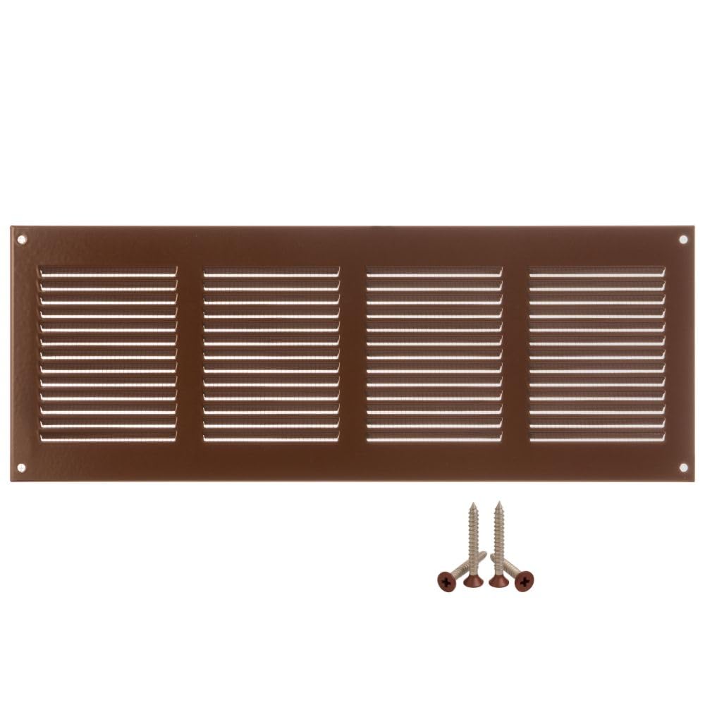 LIRAST 400x150mm Vent Cover Brown - 16x6 inch Wall Vent Cover with Insect Mesh - Ceiling Soffit Vents - External Vent Cover - Metal Ventilation Grilles - Air Vent Covers for Walls — image 1