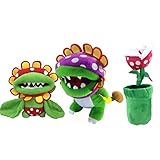 Super Mario Bros Dino Piranha Petey Piranha Piranha Plant Soft Plush Toy Stuffed Animal Flower (Pack of 3)