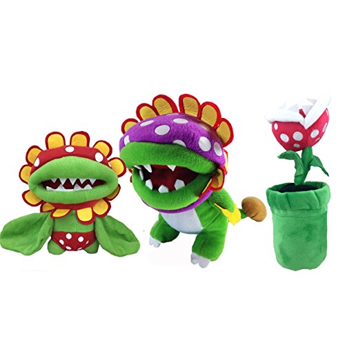 Super Mario Bros Dino Piranha Petey Piranha Piranha Plant Soft Plush Toy Stuffed Animal Flower (Pack of 3)