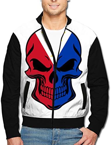 Men's Classic Jackets, Philippines Flag Skull-1 Casual Outdoor Coat Active Jacket
