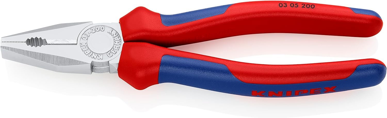 KNIPEX Combination Pliers Self-Service Card Chrome-Plated with Comfort Handles 200 mm, 03 05 200 SB