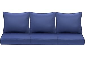 HERMOCE Outdoor Deep Seating Cushion Set, 24" x 24", Waterproof & Fade Resistant Patio Furniture Cushions with Handle, Deep Seat and Back Cushion for Chair and Sofa (3, Blue)