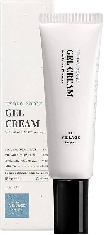 [VILLAGE 11 FACTORY] HYDRO BOOST GEL CREAM (50ml) Koreanische Hautpflege – Feuchtigkeitsspendende und beruhigende Gel-Gesichtscreme – Hyaluronsäure und Kamille – 87% natürliche Inhaltsstoffe – vegane — Foto 1 von 8