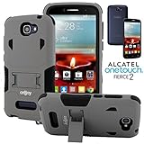 One Touch Fierce 2 Case, CellJoy [Combat Armor] {Wolf Gray} Alcatel One Touch Fierce 2 2014 Release Model Case (WILL NOT FIT Alcatel Fierce 1st Gen) Hybrid Ultra Fit Dual Protection [Heavy Duty] Kickstand **Shock-proof** [Rugged Grip Skin] - Robot Case Cover