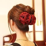 Korean Beauty Ribbon Rose Flower Bow Jaw Clip Barrette Hair Claws Headwear Hair Jewelry for Women Accessories