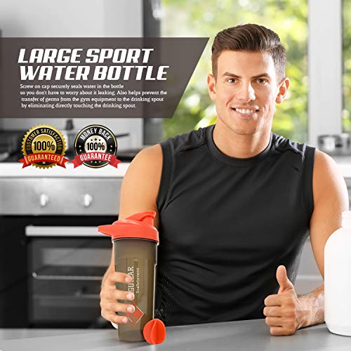 Half Gallon Water Bottle 64oz + 24oz Protein Shaker Bottle & Mixing