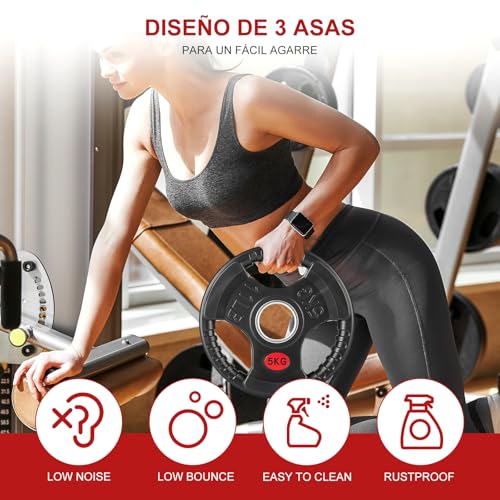 Rabbitstorm Dos Discos de Peso, Mancuernas Multiuso, Recubierta de Goma con Orificio de 5 cm para Barra o Mancuernas Fitness en Gimnasio Casa