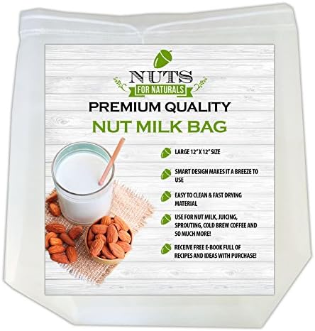 Large 12’’x12’’ High Quality Nut Milk Bag Reusable Strainer for Healthy Homemade Organic Drinks Use for Almond Milk, Cold Brew Coffee, Juicing, Sprouting and More!