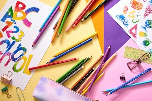 Faber-Castell 201540 - Color Grip 18 + 4 + 2 promotion set | Ergonomic and shatterproof colouring pencils including 4 neon colours and 2 pencils, for children and adults