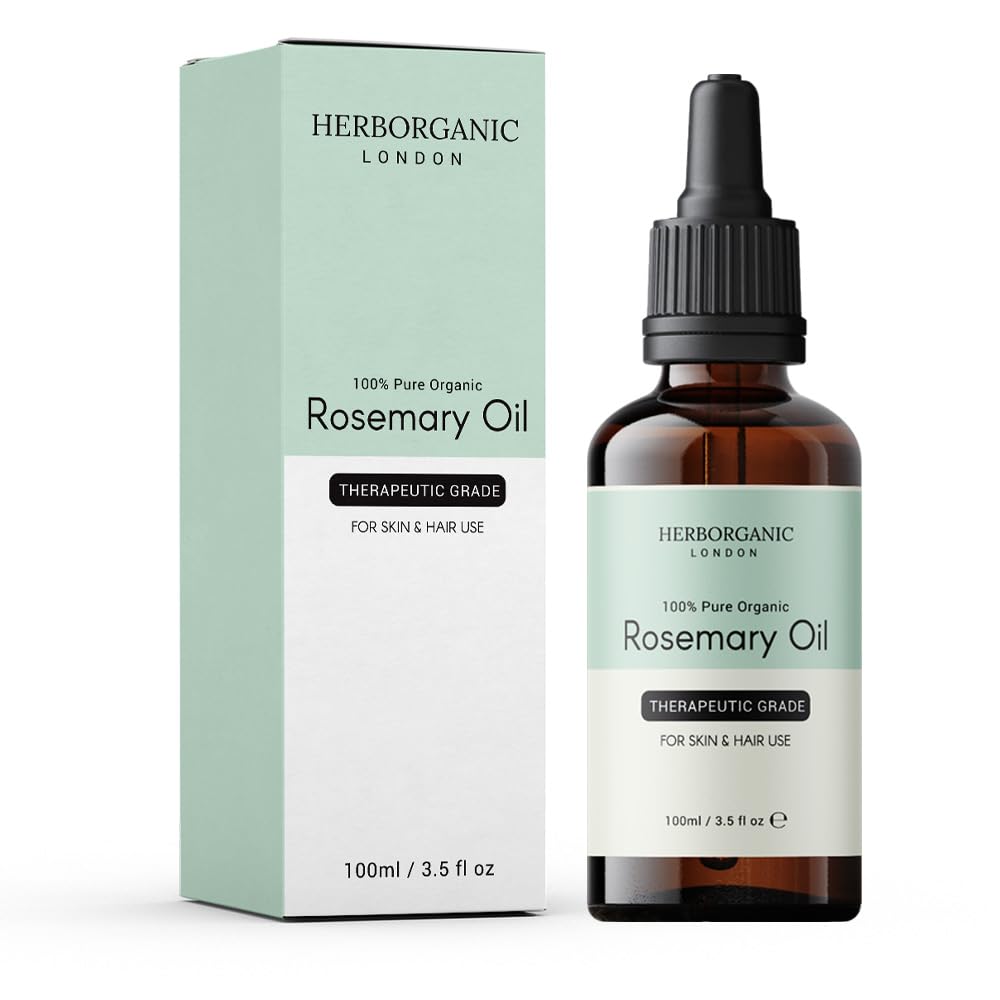 HERBORGANIC Rosemary Oil for Hair Growth - Premium Rosemary Essential Oil for Hair and Scalp Treatment - 100% Pure Organic Rosemary Oil for Nourishing and Strengthening Hair