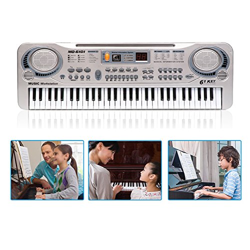 aPerfectLife Piano for Kids, Multi-Function 61 Keys Electronic Organ Kids Piano Musical Teaching Keyboard Toy for Kids Children (Silver) - Thumbnail 3