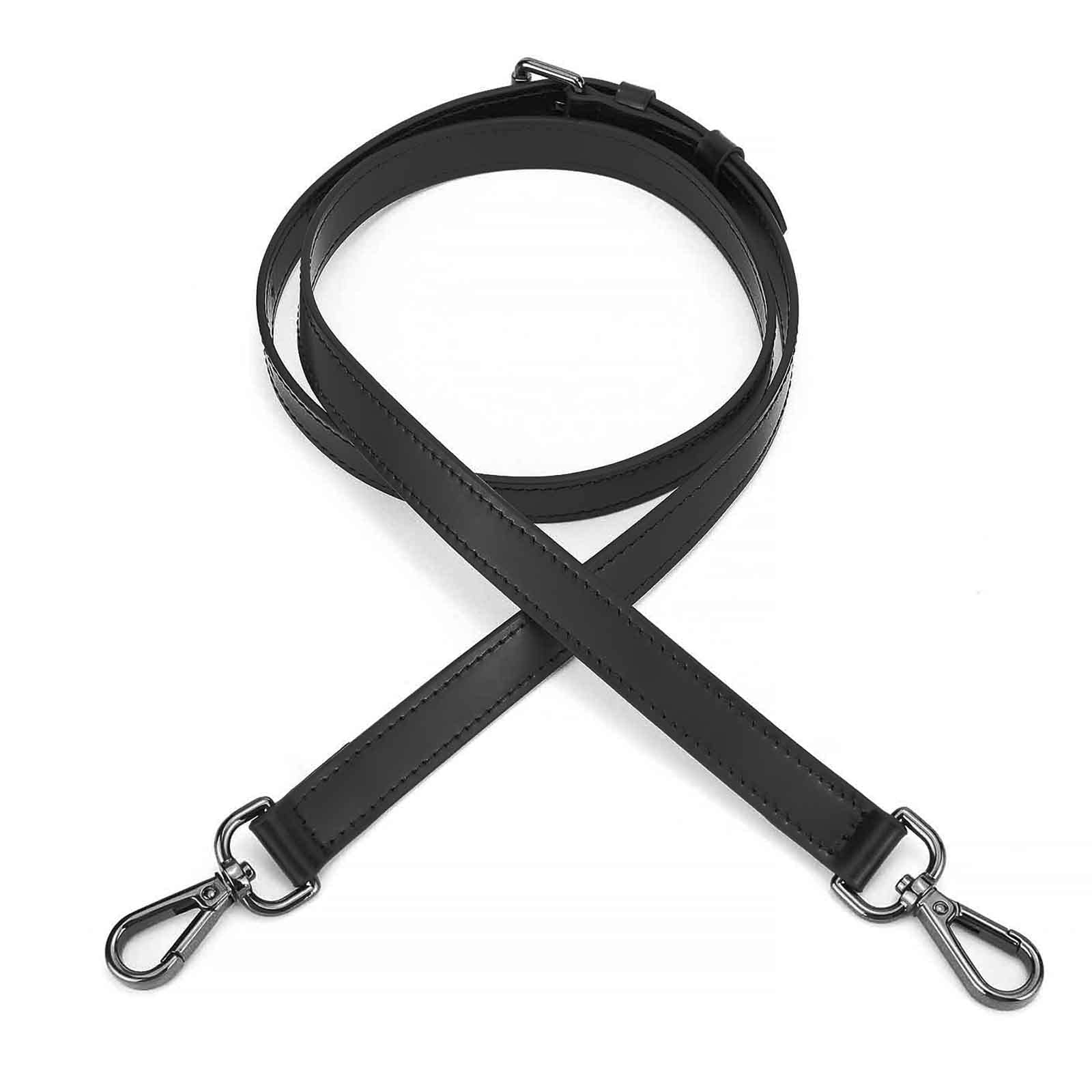 Vachetta Leather Long Cross Body Strap for Small Speedy Neverfull Nano Adjustable Cross Body DIY Strap (Black 2s width 1.8cm black hw)