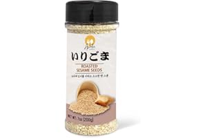 Asiatic Dishes Toasted White Sesame Seeds (Iri Goma) – Whole Roasted Sesame Seed, Crispy, Crunchy, and Nutty Tasty, Sprinkle on Salad, BBQ, Soup, and More 7oz Per Bottle