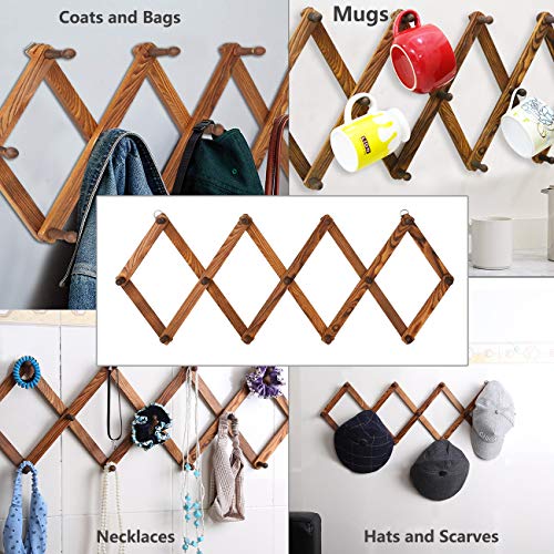 Homode Vintage Wood Expandable Peg Rack MultiPurpose Accordion Wall