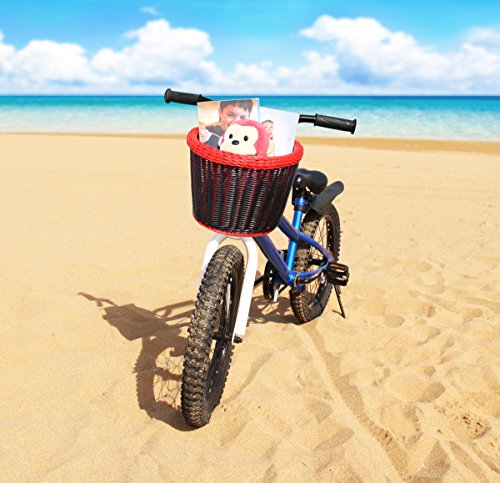 Colorbasket Junior Front Handlebar Bike Basket - Black with Red Trim