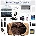 Oversized Canvas Travel Duffel Bag Waterproof Genuine Leather Duffle Bags for Men Women Overnight Weekender Carryon Handbag (Brown)