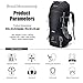 Mountaintop 65L Outdoor Hiking Backpack Camping Backpack Internal Frame Bag, Black