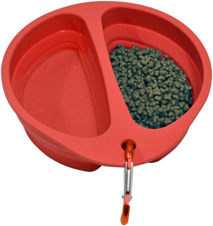 Xerath Silicone Collapsible Dog Bowl, BPA Free and Dishwasher Safe Food Grade Silicone Foldable Pet Bowls, Portable Dog Food and Water Feeding Travel Bowl with Carabiner
