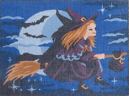WITCH ON A BROOM, LA SORCIERE NEEDLEPOINT CANVAS