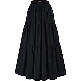 SCARLET DARKNESS Tiered Maxi Skirts for Women 2026 Summer Beach Flowy Renaissance Long Skirt with Pockets