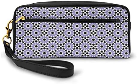 Pencil Case Pen Bag Pouch Stationary,Antique Oriental Zellige Tile Traditional and Geometric Motifs,Small Makeup Bag Coin Purse