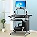 Yaheetech Mobile Computer Desks with Keyboard Tray, Printer Shelf and Monitor Stand Small Space Home Office Furniture, Black
