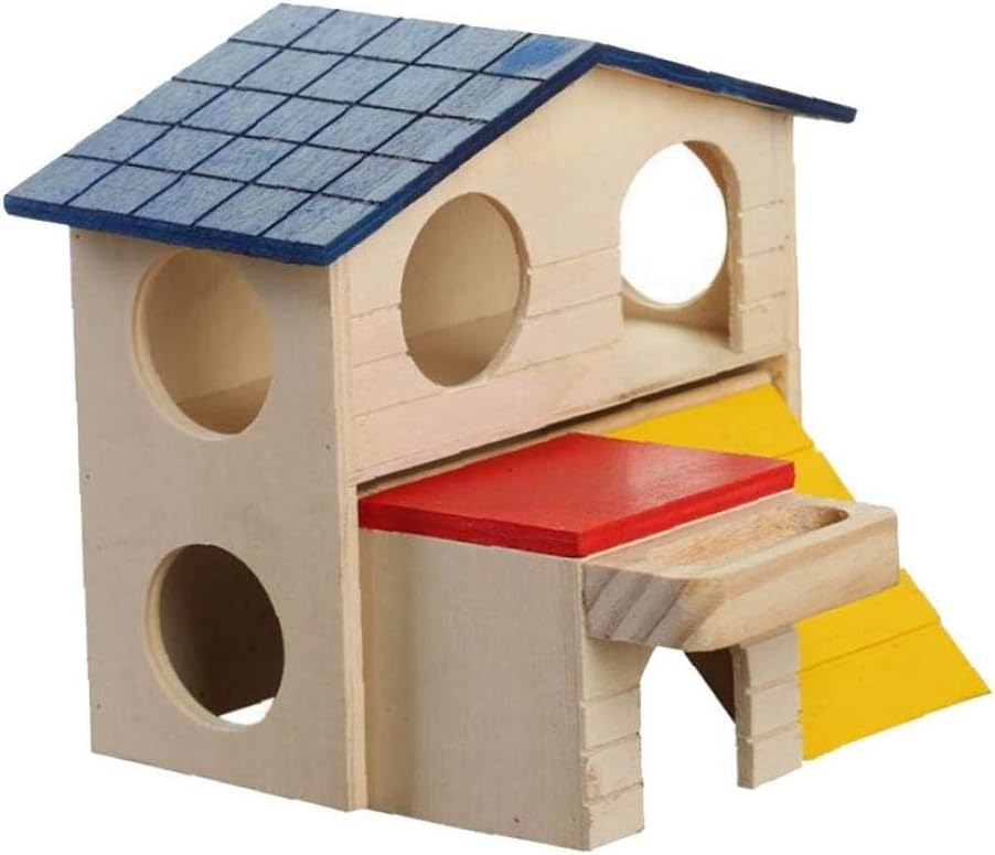 TOPofly Hamster House Double-deck Deluxe Hamster House Hamster Toys Fun Colorful Mini House for Gerbil Mice and Hideout 1pc