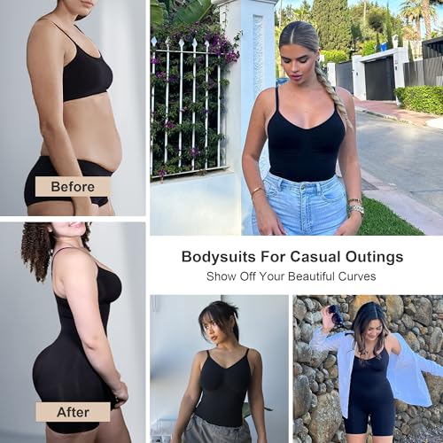 SHAPERX Women's Shapewear Bodysuit Tummy Control Body Shaper Seamless Sculpting Snatched Waist Body Suit