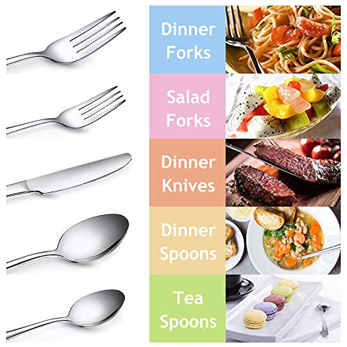 Silverware Set, Blingco 65 PCS Flatware Set, Stainless Steel Cutlery Utensils Service for 12, Kitchen Hotel Restaurant Tableware Set, Icnlude Knife/Fork/Spoon, Mirror Polished, Dishwasher Safe - Thumbnail 2