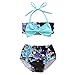 Infant Baby Girls Swimsuit Floral Blue Bowknot Bikini Set Strap Top+Shorts (1-2y, Black)