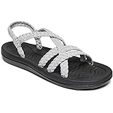 MEGNYA Women's Comfortable Walking Sandals with Arch Support, Athletic Hiking Sandals with Handmade Straps, Outdoor Soft Water Sandals for Beach Poolside Travel Camping
