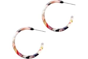 MIFYNN Acrylic Hoop Earrings Resin Acrylic Leopard Print Round Circle Stud Earrings Lightweight Boho Statement Dangle Drop Earrings