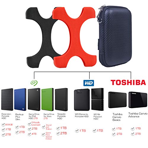 Rancco 2.5" HDD Case Travel Protective Storager for Seagate Backup Plus Slim 1T/2T, Seagate Expansion 1T/2T, Seagate Game Drive 2T, WD Elements 1T, My Passport 1T, Toshiba Canvio Advance Basics 1T/2T