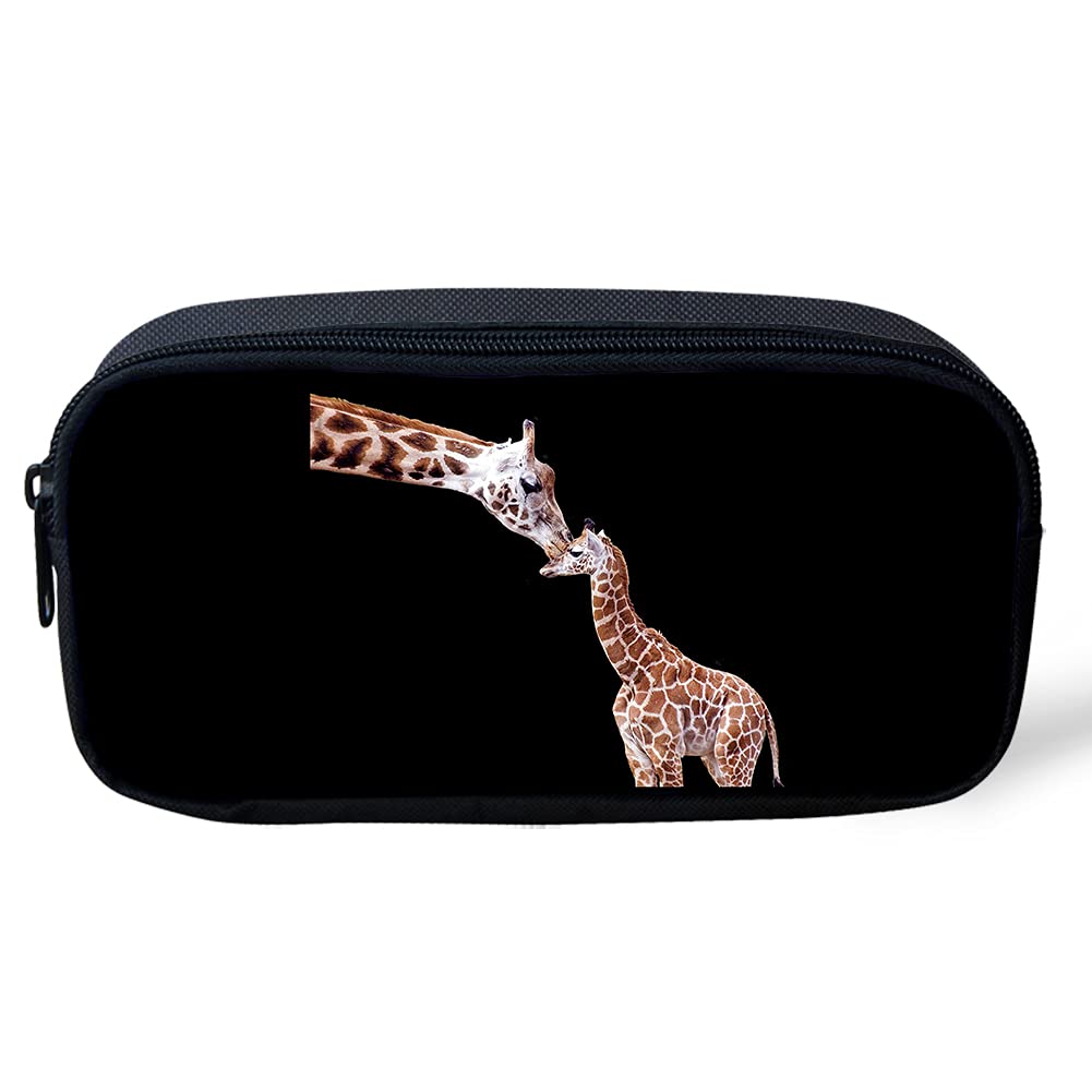 Biyejit Giraffes Print Pencil Bag Pouch School Supplies Pen Case Stationery for Kids Boys Girls Gifts