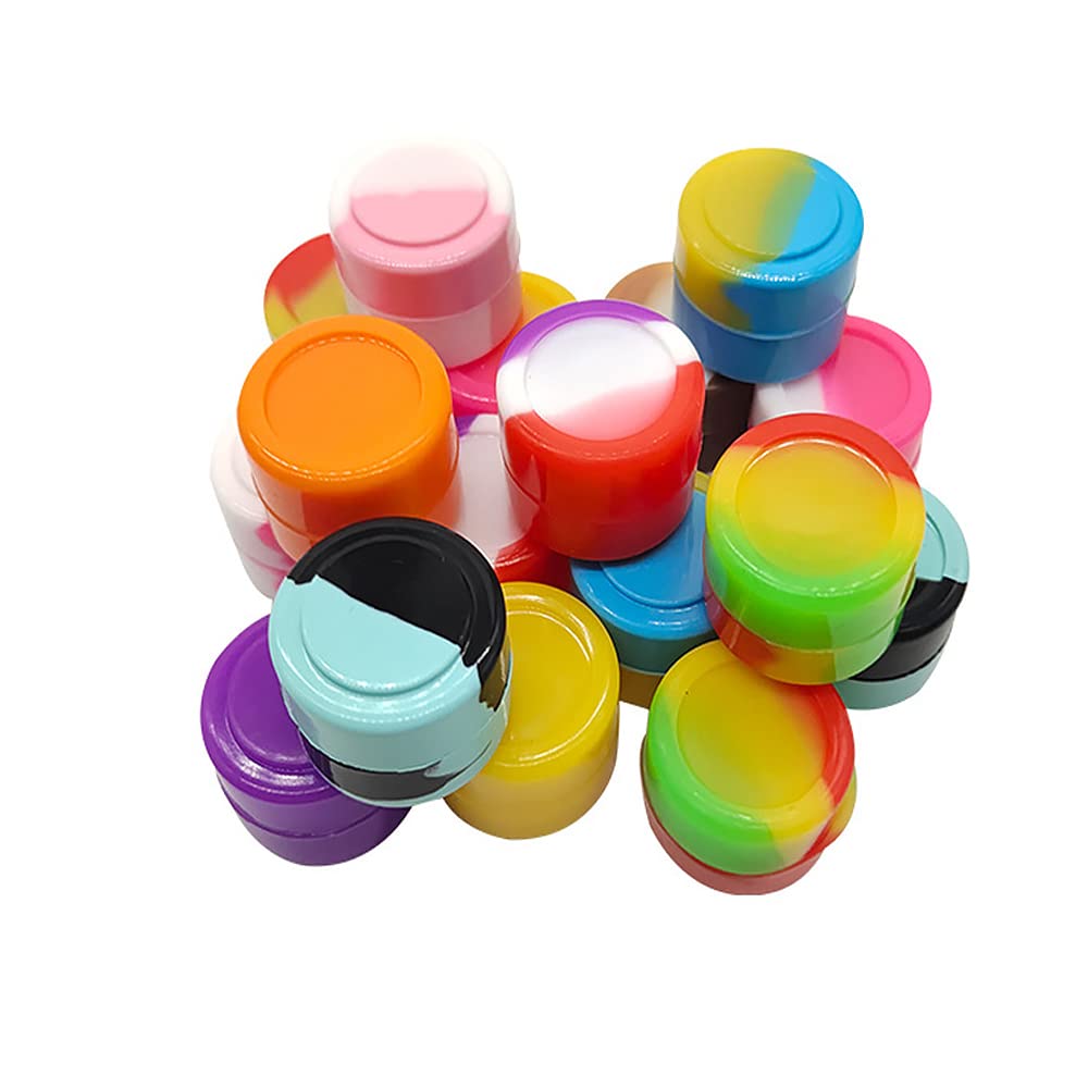 TopHomer 10PCS Empty Sample Pots Mini Silicone Containers, 2ML Non-Stick Wax Containers Essential Oil Packaging Round for Oil Wax Concentrate Random Color
